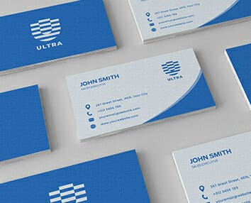 Samples of color printed business cards.