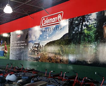 Large color wall mural for Coleman Powersports