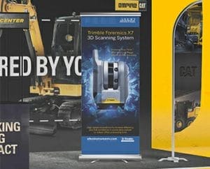 Samples of various trade show standee signage