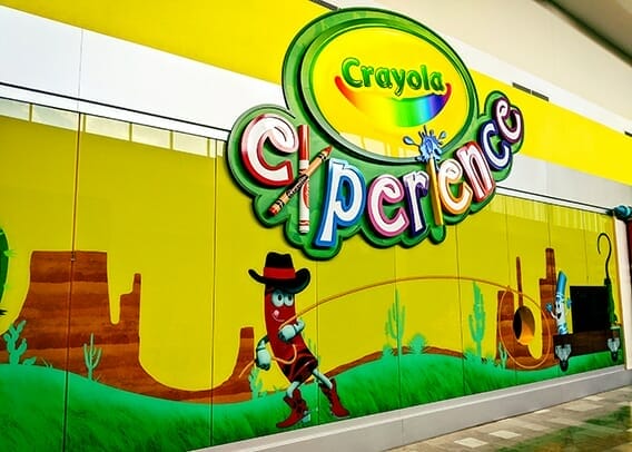 Full color printed window graphics for the Crayola Experience