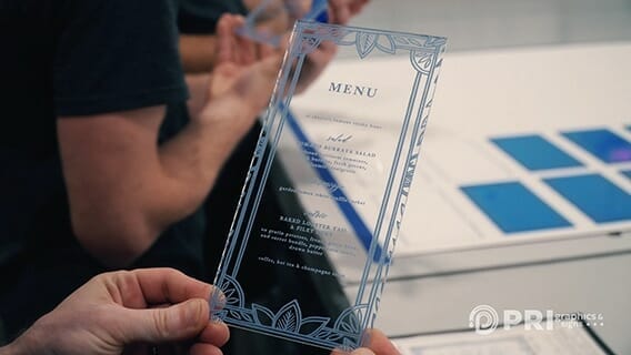 Example of Menu printed on see-through acrylic