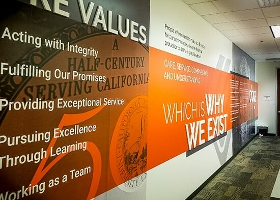 Printed dimensional wall graphics for Ware Malcomb