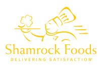 Yellow printed logo for Shamrock Foods