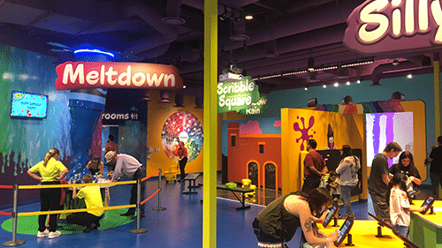 Colorful interior graphics in a retail space