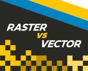 Graphic to illustrate Raster vs Vector images.