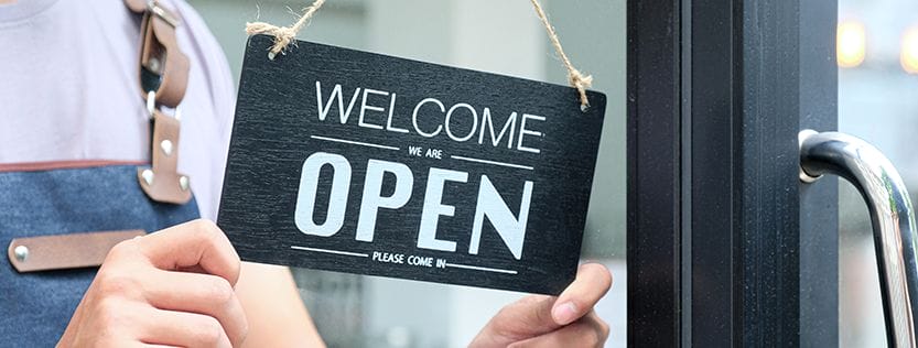 We are open, welcome sign