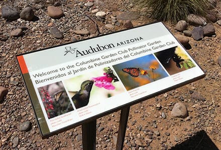Information outdoor acrylic signage for Audubon Arizona.