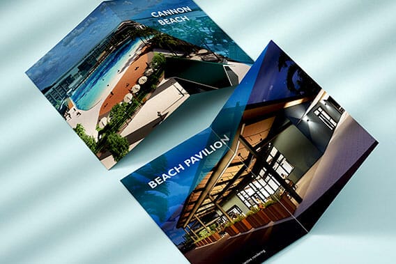 Small format bifold color brochure example.