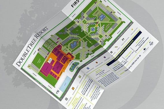 Tri-fold color brochure for Double Tree Resort