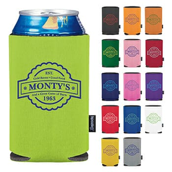 Examples of branded drink covers as promotional products.