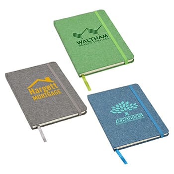 Three notebooks with different branded logos.