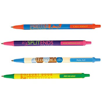 Examples of 4 different branded promotional pens.