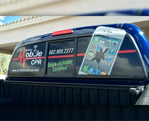 Back window full wrap with perforated vinyl for Mobile CPR
