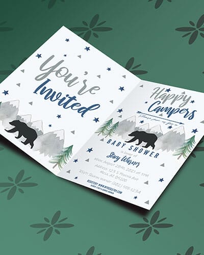 Folded baby shower invitation.