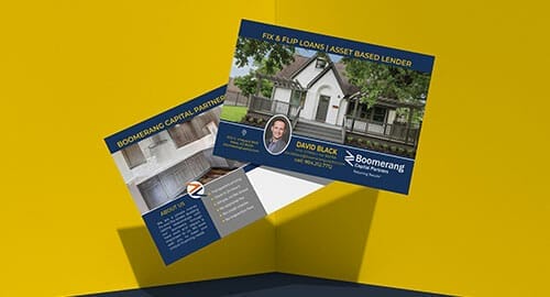 Postcard mailer for a financial company.