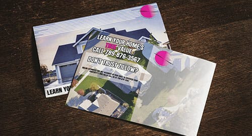 Postcard mailer for a real estate company.