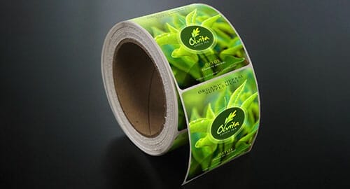 Printed rectangular roll labels.