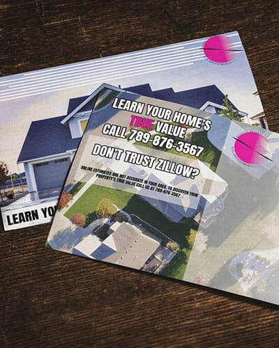 Postcard mailer for a residential real estate company.
