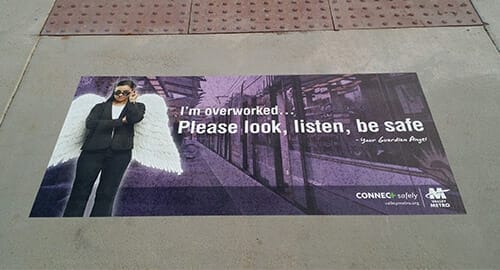 Alumigraphics decal for a public transit stop for Valley Metro in Phoenix Arizona